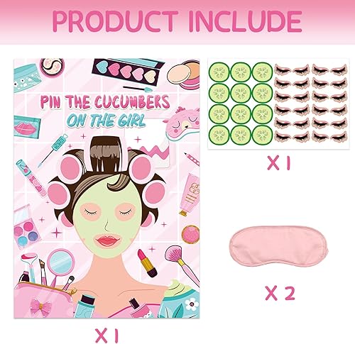 Miniatura 2 de Decoraciones de fiesta de spa, pin de juego de maquillaje y pestañas para niñas, regalos de fiesta de spa, póster grande para suministros de fiesta