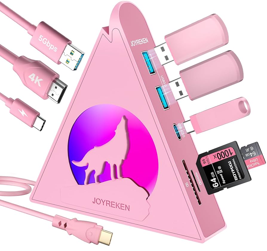 8-in-1 USB C Hub - 4K HDTV, 100W PD, USB Ports, Ethernet, SD/TF Card Reader - MacBook Pro/Air Compatible