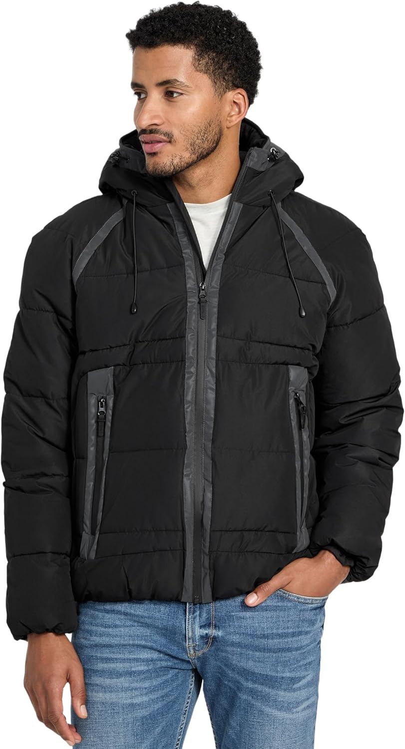 GUESS mens Fredric Taping Heavy Puffa Jacket