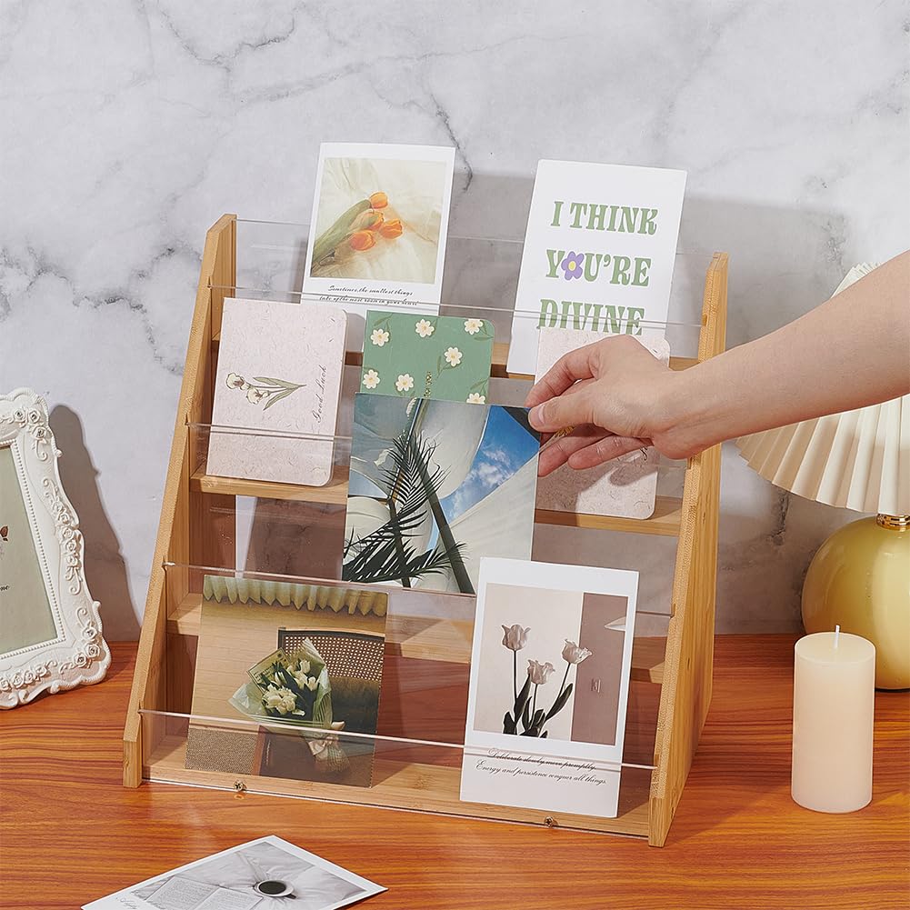 UNICRAFTALE 4 Tier Sticker Display Stand For Vendors Wooden Small Card