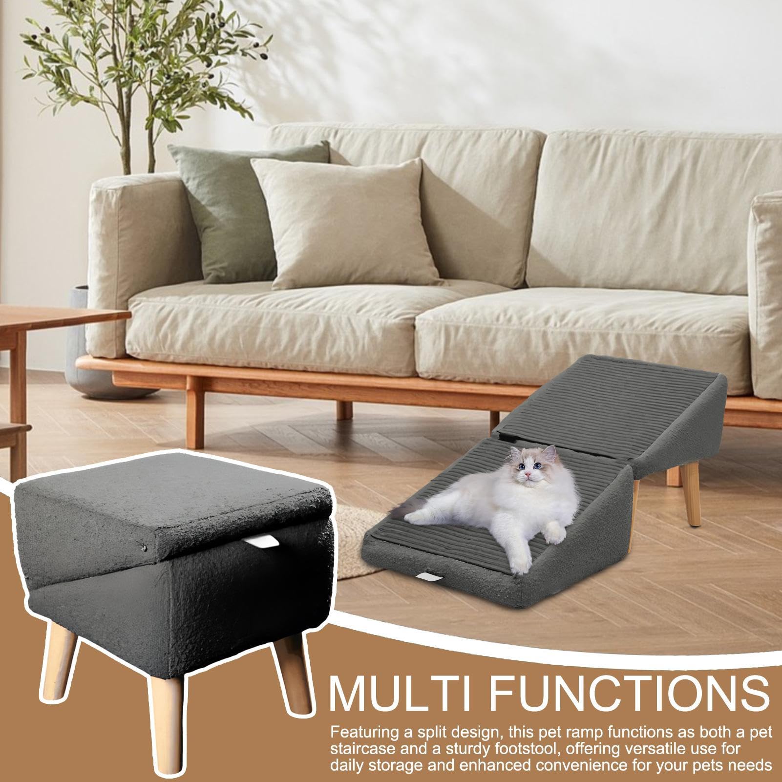 Leiter, Haustierbett-Rampe, Katzensofa-Stufen, leichtes, faltbares Design, spart Platz, 500 g, für den täglichen Gebrauch durch Hunde, Katzen und andere kleine Haustiere, Senioren oder erholende Tiere