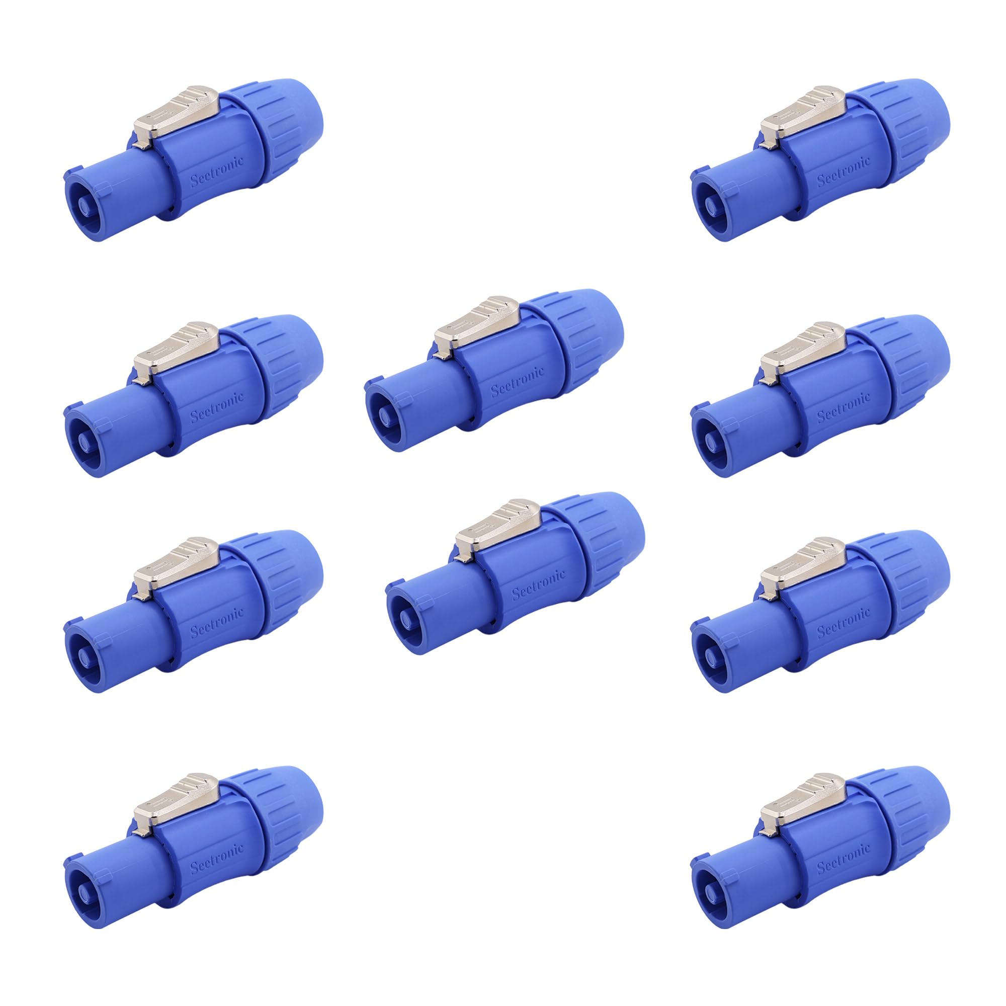 Seetronic SAC3FCA Lockable 3-Pin Power-in Connector | 20A Indoor Powercon Plug for Stage Lighting, Sound Consoles, LED Panels, Power Amplifiers, Audio