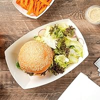 Vista 10 de Restaurantware Bio Tek - Botes de comida de 2 libras, 200 bandejas de papel desechables – Barcos de papel blanco resistentes a la grasa