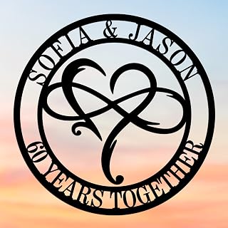 Personalized Anniversary Wedding Gifts, 1-99 Years Wedding Gifts Ideas, Engagement Bridal Shower Newlywed Vow Renewal Gifts with Couples Name Established Date (heart sign)