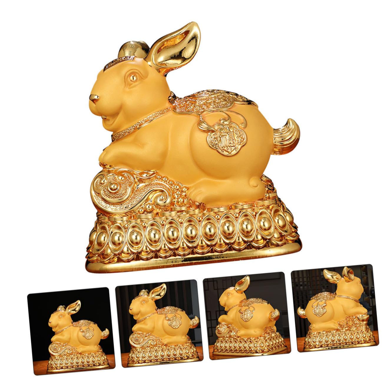 HEMOTON Forme De Lapin Doré Économiseur De Résine pour Décoration De Bureau Et Maison Objet De Collection Chinois pour