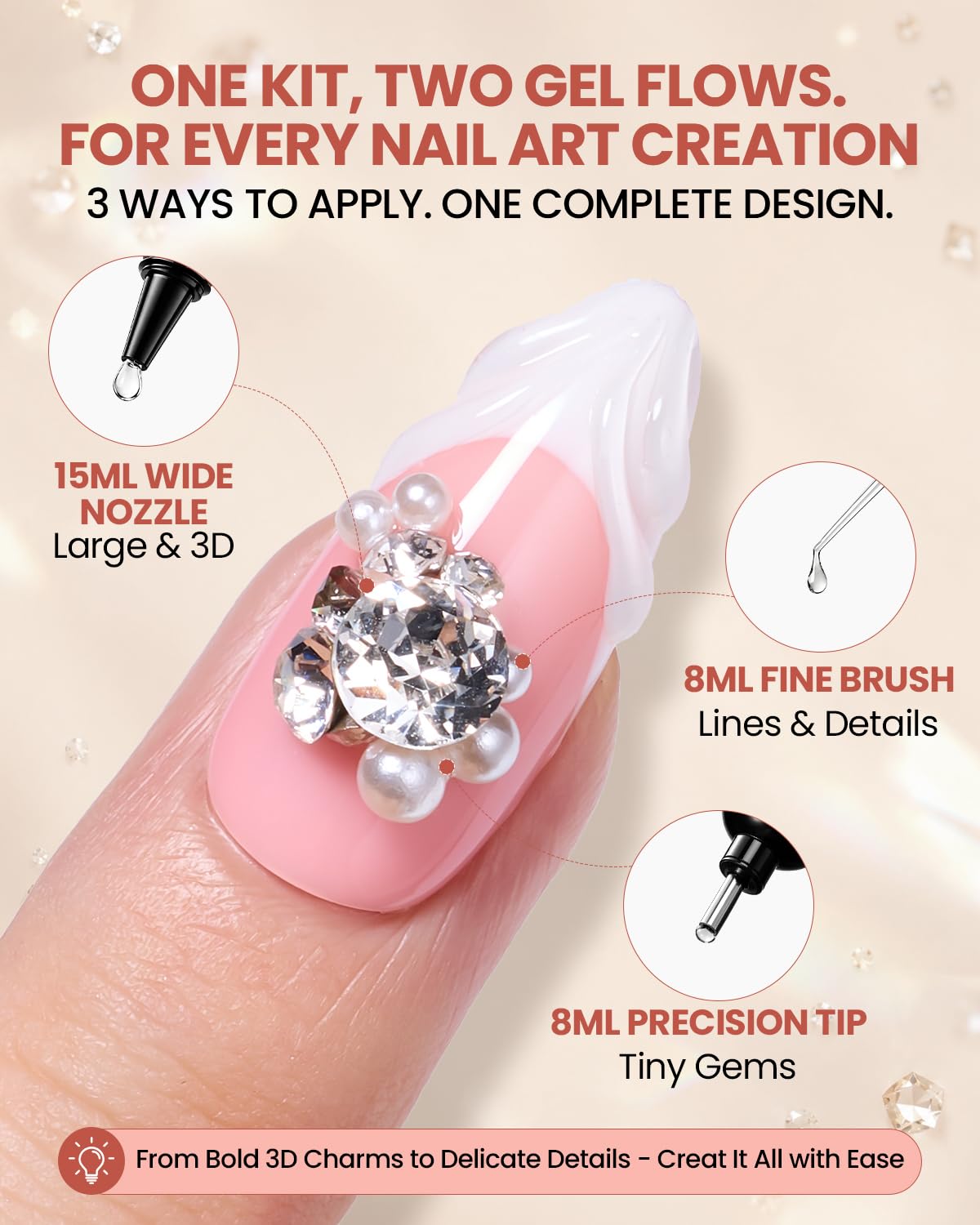 Makartt Nail Rhinestone Glue Kit - Strong Hold Gel -2