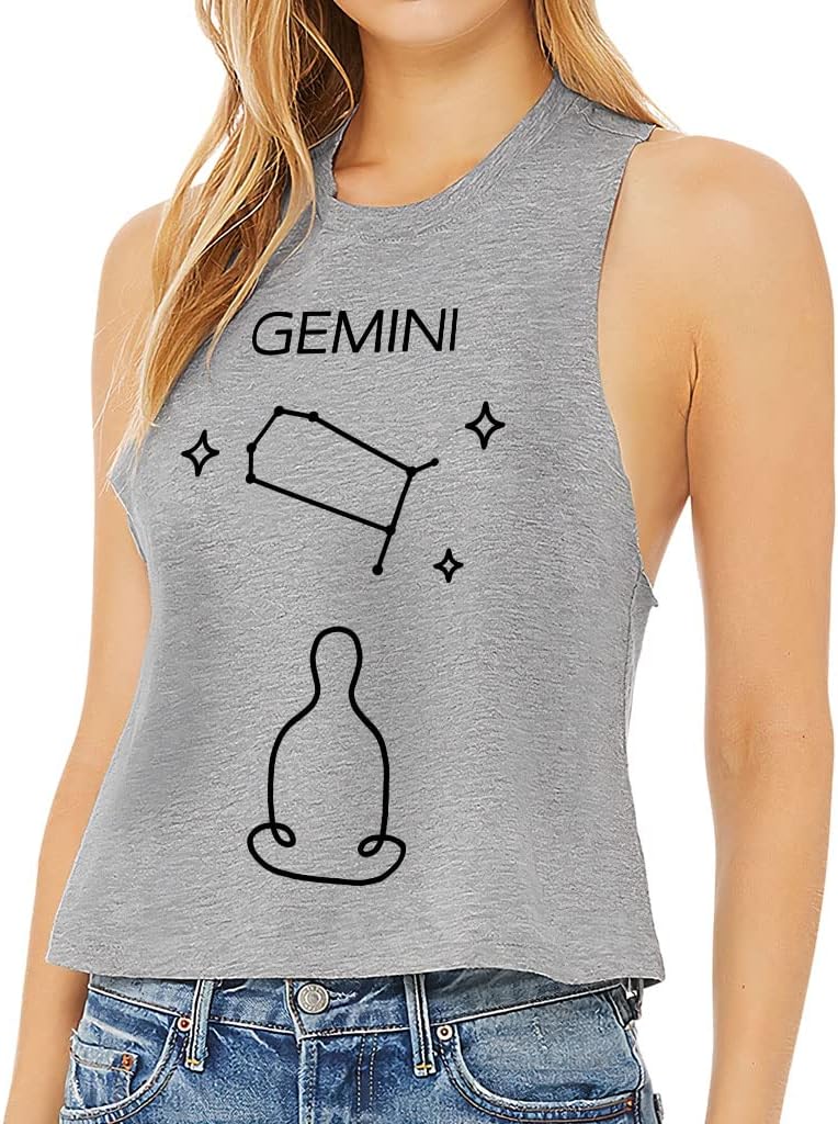 Gemini Design Racerback Cropped Tank - Constellation Women's Tank - Unique Tank Top