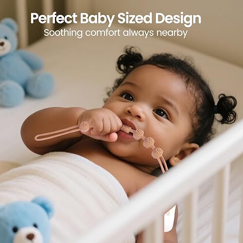 Miniatura 10 de Eascrozn Clip para chupete de bebé, paquete de 6 soportes de silicona para chupete con diseño de una sola pieza para bebé, niño y niña, sin BPA,