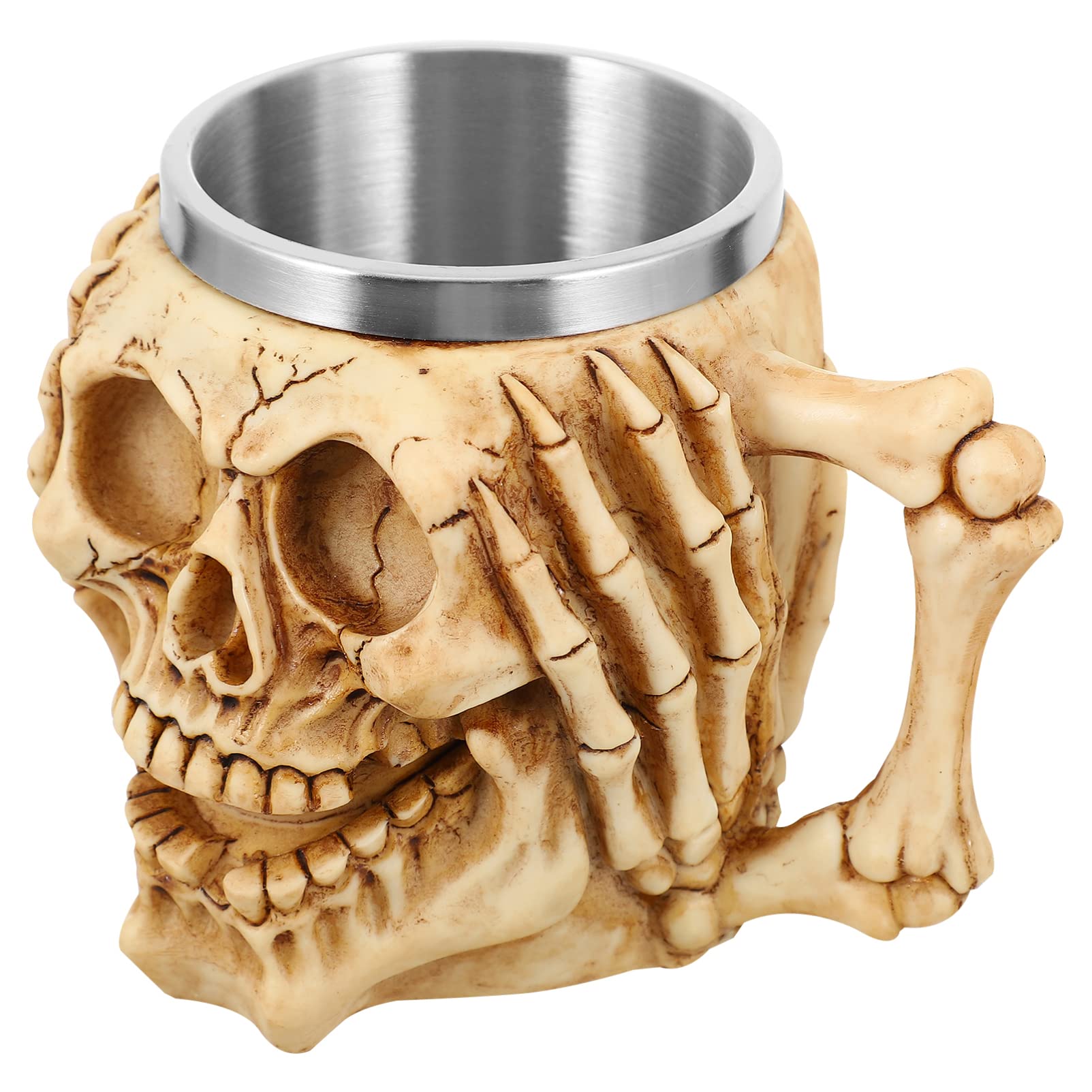 Taza de cerveza de calavera COLLBATH en acero inoxidable y resina