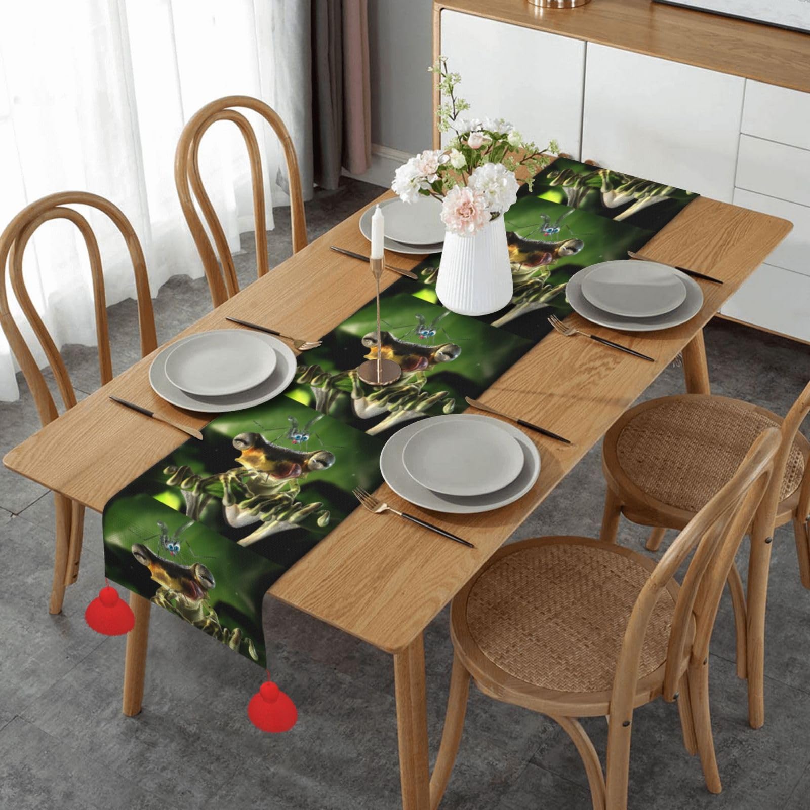Chemin de table de Noël extérieur intérieur déco table cuisine grenouille