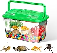 YARNOW Portable Mini Clear Fish Tank Terrarium for Betta Fish, Turtles & Reptiles - Handheld Aquarium Pet Carrier