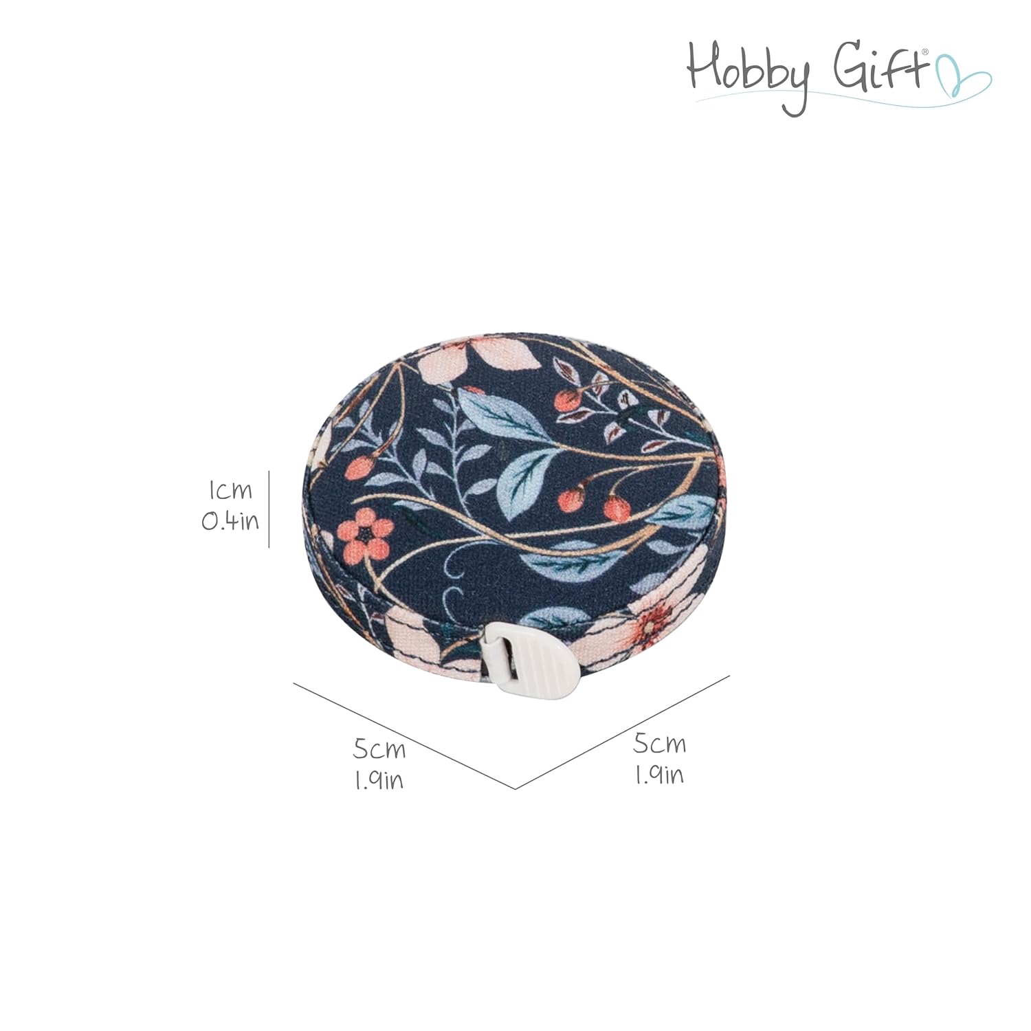 Hobby Gift Retractable Tape Measure - 150cm/60" Classic Bird in Bloom Pattern for Crafts and Sewing, Cotton Fabric Cover, Imperial and Metric Measurements,