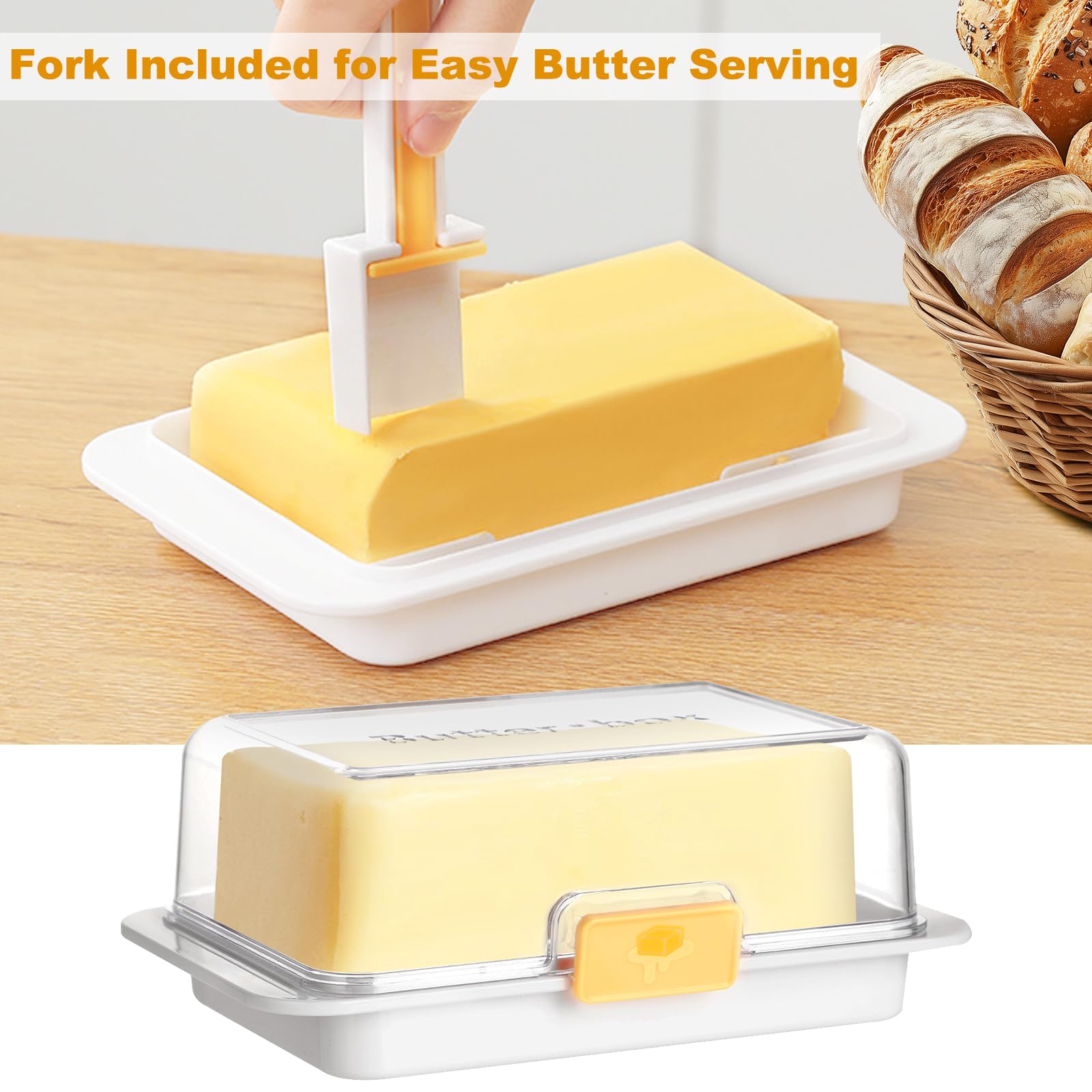 Burriera In Plastica Alimentare Con Coperchio Ribaltabile E Spalmatore Incluso - Bianco - 4