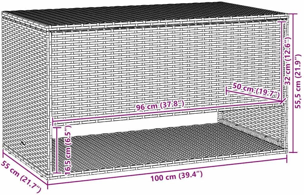 vidaXL Outdoor Cushion Storage Box - Brown PE Rattan/Steel - Waterproof/Weathered Finish - Perfect for Balcony/Patio/Garden Use