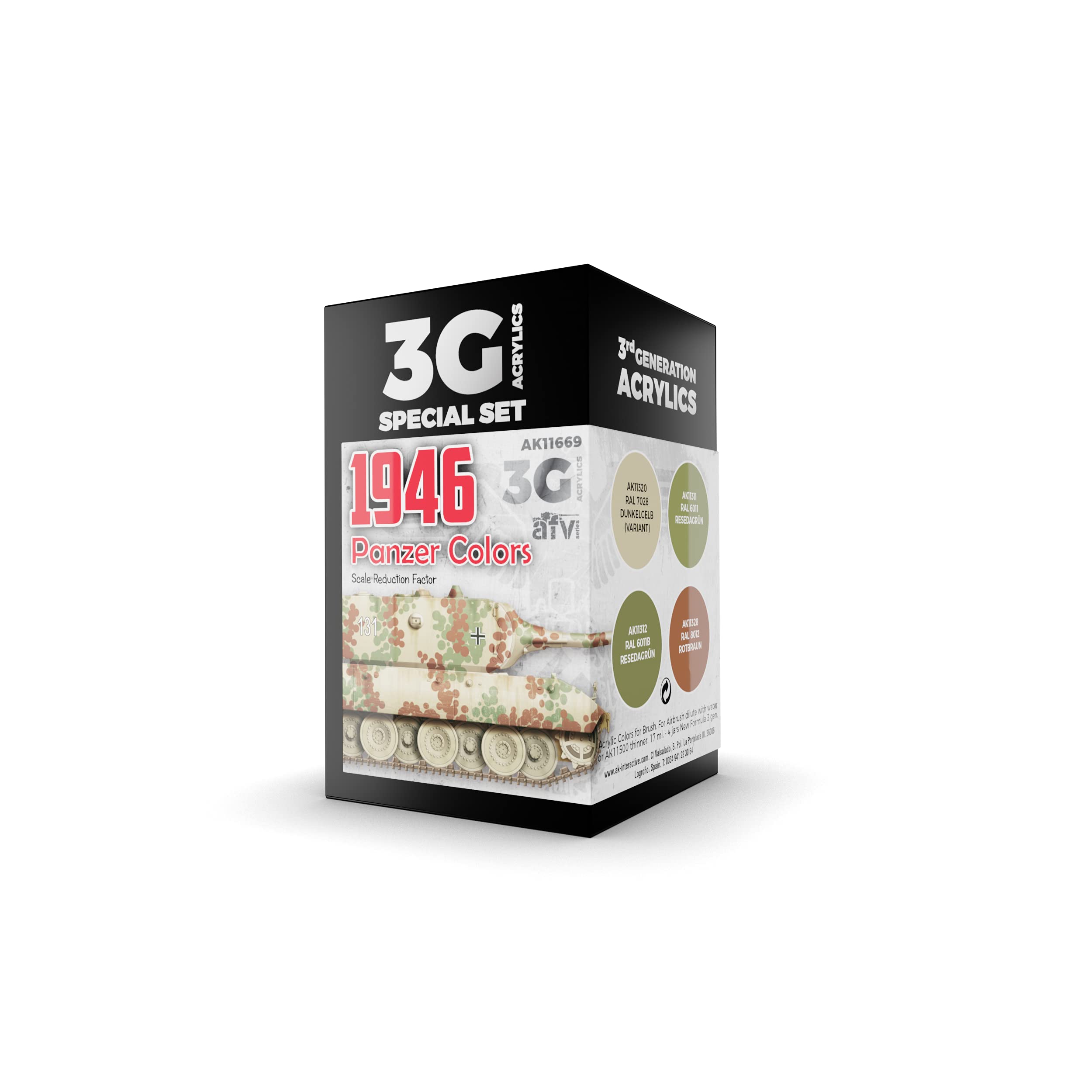 Ak Interactive 3G Acrylic Paint Set - 1946 Panzer Colors (Ak11669)