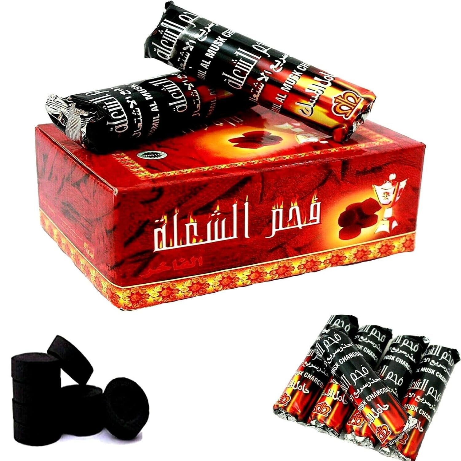 Quick Charcoal Tablets, Instant Light Hookah Coals, 33mm Round, 10 Rolls Pack - 100 Discs