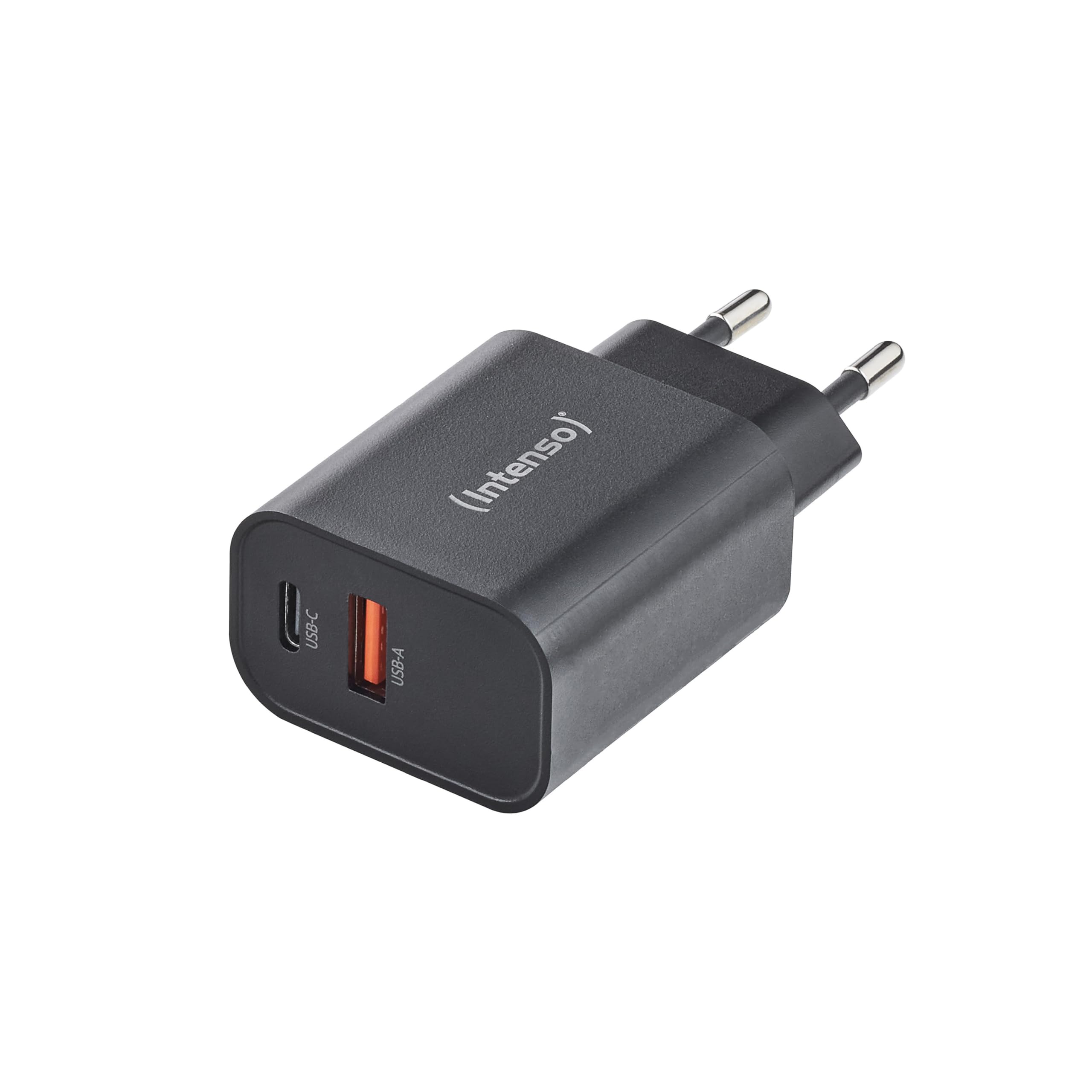 Intenso Power Adapter W30AC – 30 W Schnellladegerät mit USB-A und USB-C (schwarz)