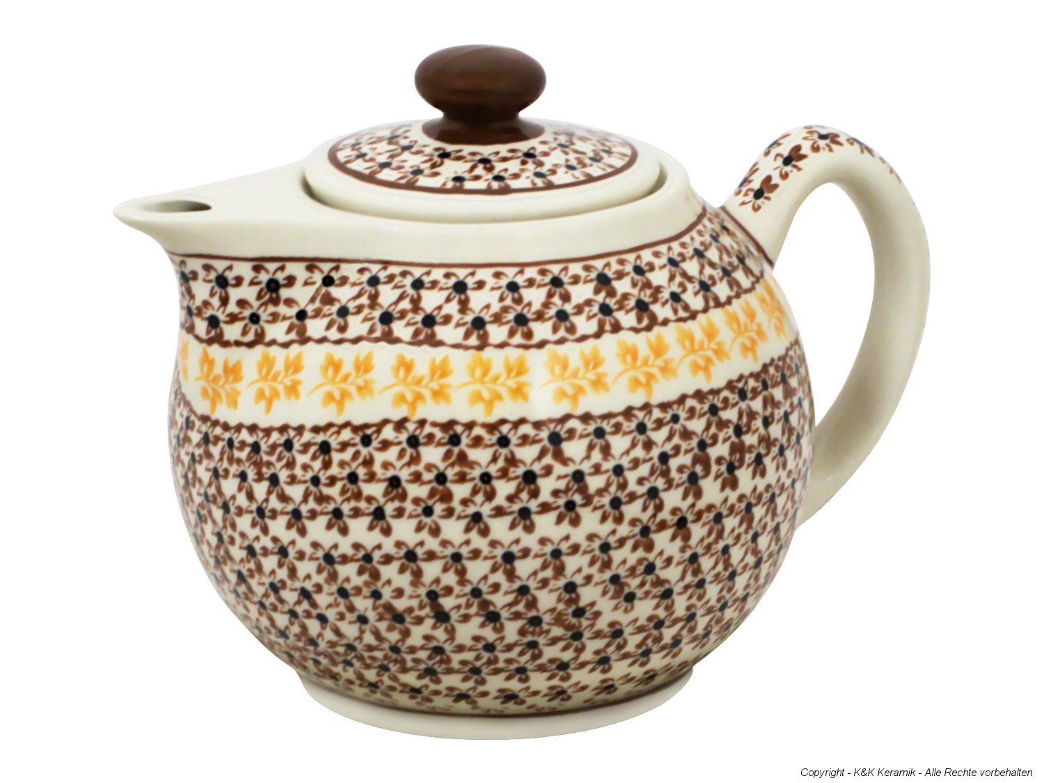 Boleslawiec Pottery Modern Teapot, 1.0 L, Original Bunzlauer Keramik, Decor 973