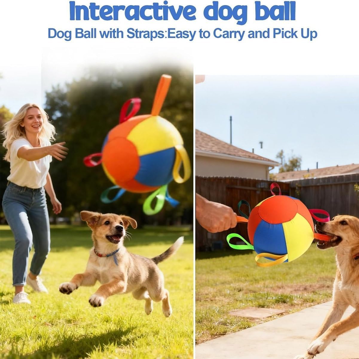10/18/22" Calming Jumbo Ball for Dogs Durable Tear-Resistant Inflatable Big Ball with Heavy-Duty Handle Cover & Pump, Giant Tennis Style Interactive Outdoor Training Gift for Pets (B, 18 inches)