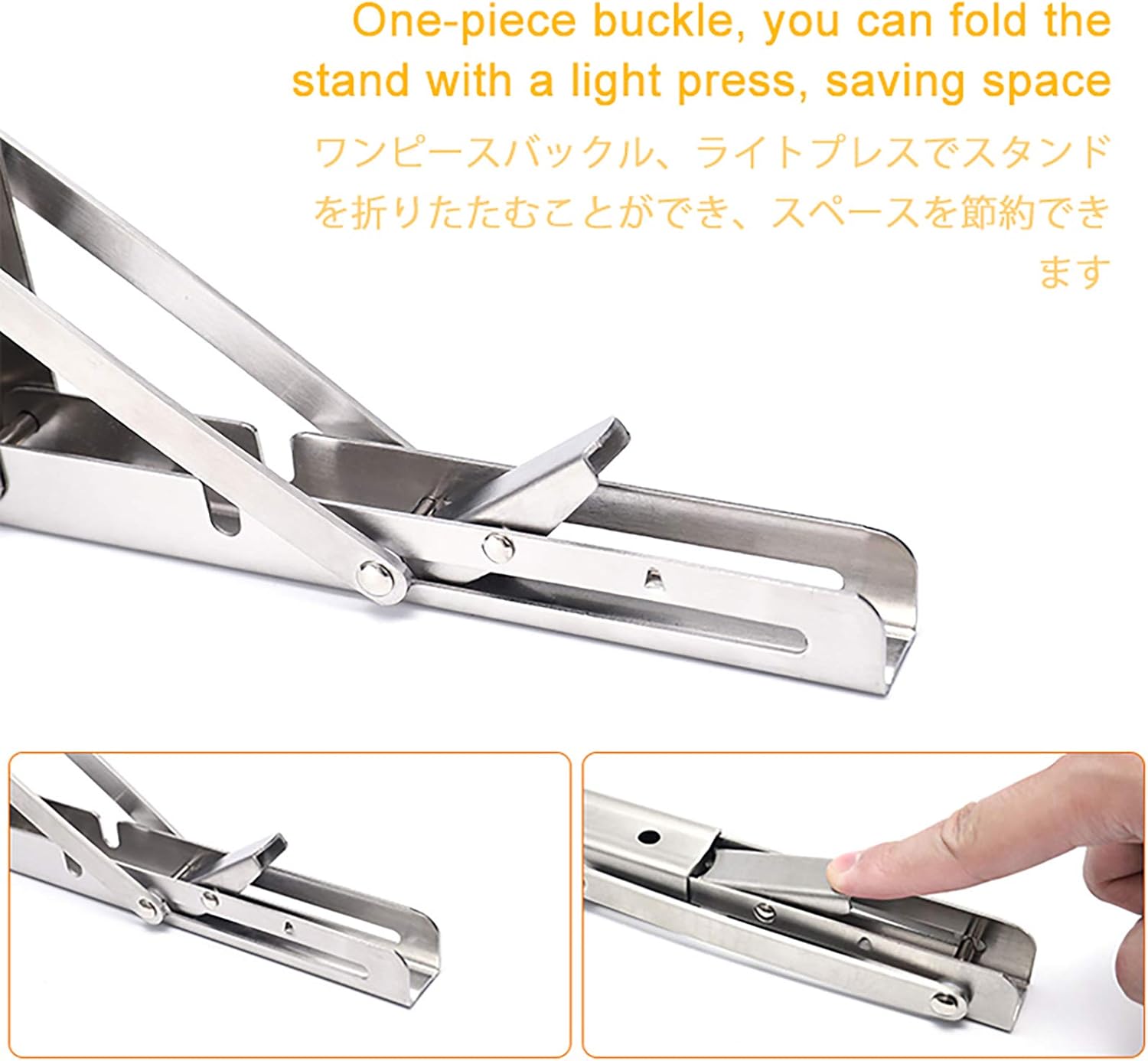 Folding Shelf Brackets, 2pcs Heavy Duty Stainless Steel Collapsible Wall Mounted DIY Triangle Brackets Shelf Supporter Bracket Frame for Table Work Bench, Space Saving Max Load 150kg,240mm/10 in