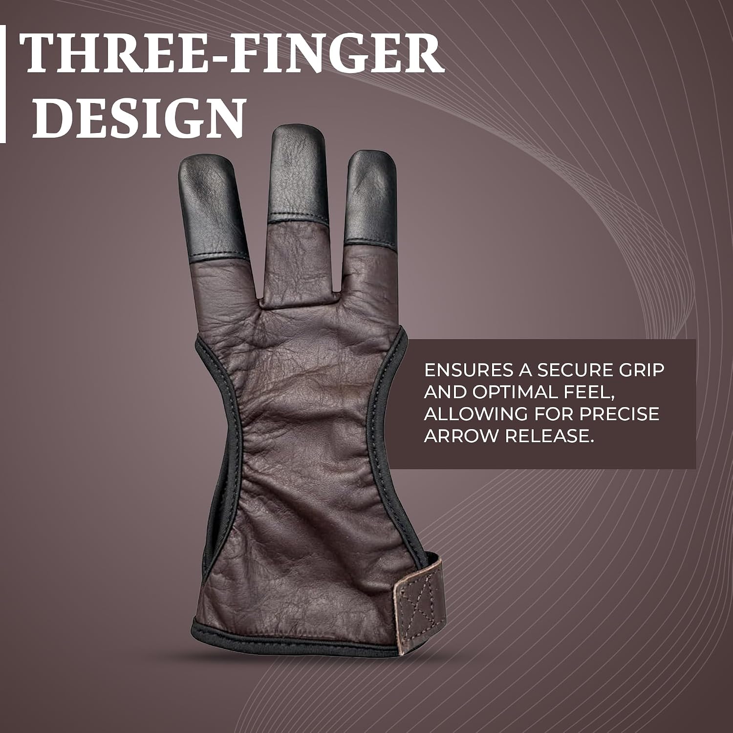 Hunt & Seek Cow Leather Three Finger Archery Glove for Recurve & Compound Bow – Finger Tab Accessory