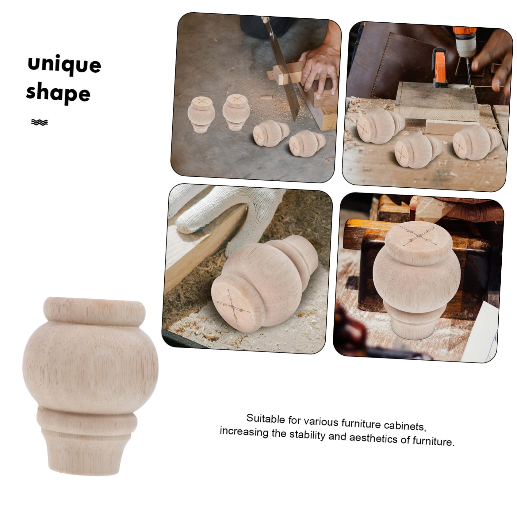4Pièces Meuble Massif Remplacement pour et Chaise Accessoires de Mobilier Stables et Personnalisables Installation Facile pour Décoration Intérieure