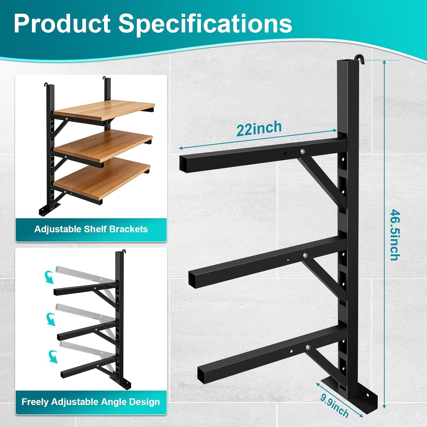 Shipping Container Shelving Brackets, 2 Pack 3 Layer Heavy Duty Adjustable Hanging Shelf Rack, Shipping Container Accessories for Warehouse, Garage, Container, No-Drill Lumber Metal Storage Rack