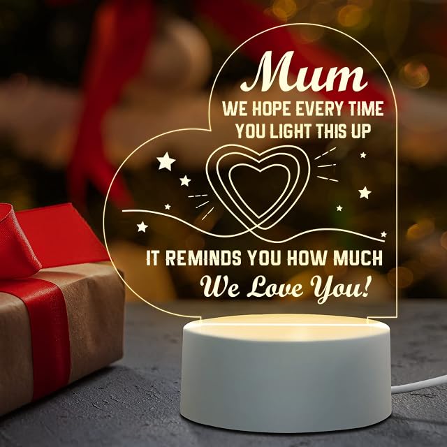 Niyewsor Gifts for Mum from Daughter Son, Acrylic Night Light Presents for Mum, Mum Birthday Gifts, Valentine's Mother's Day Gifts for Mum, Mummy