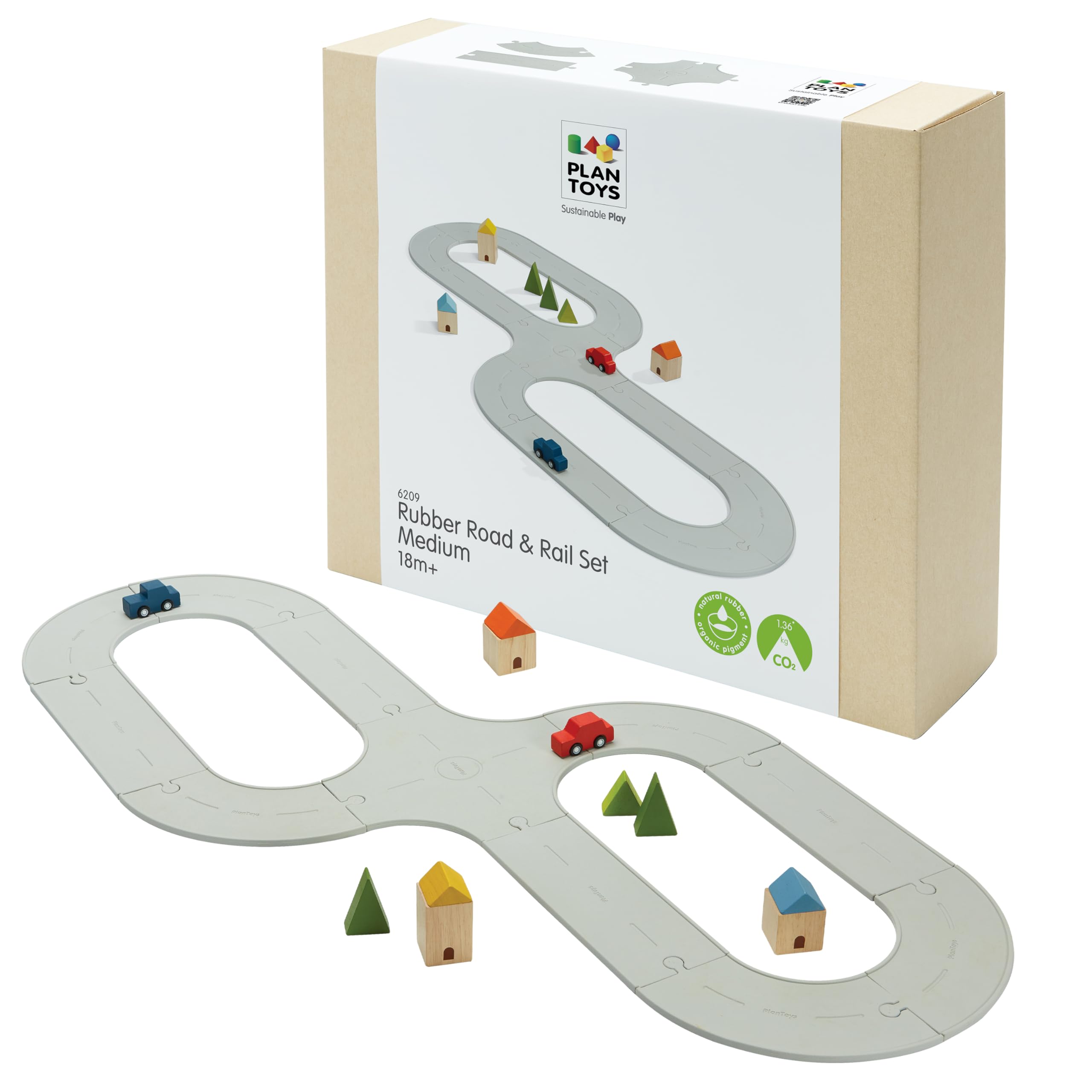 PlanToys® Road &amp; Rail Set Montessori Imaginative Creative Kids Play Gift