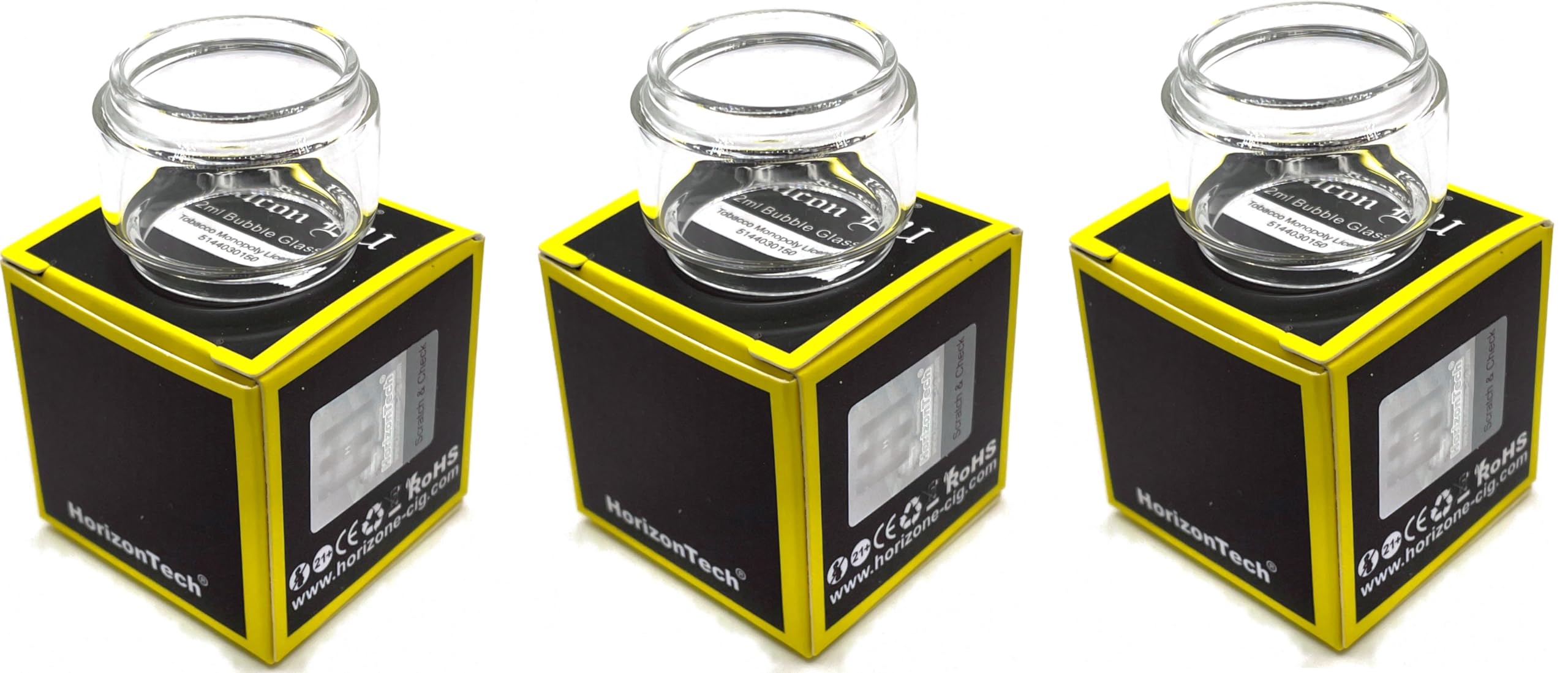 3-Pack Genuine HorizonTech Falcon/Falcon King Bubble Glass, Clear