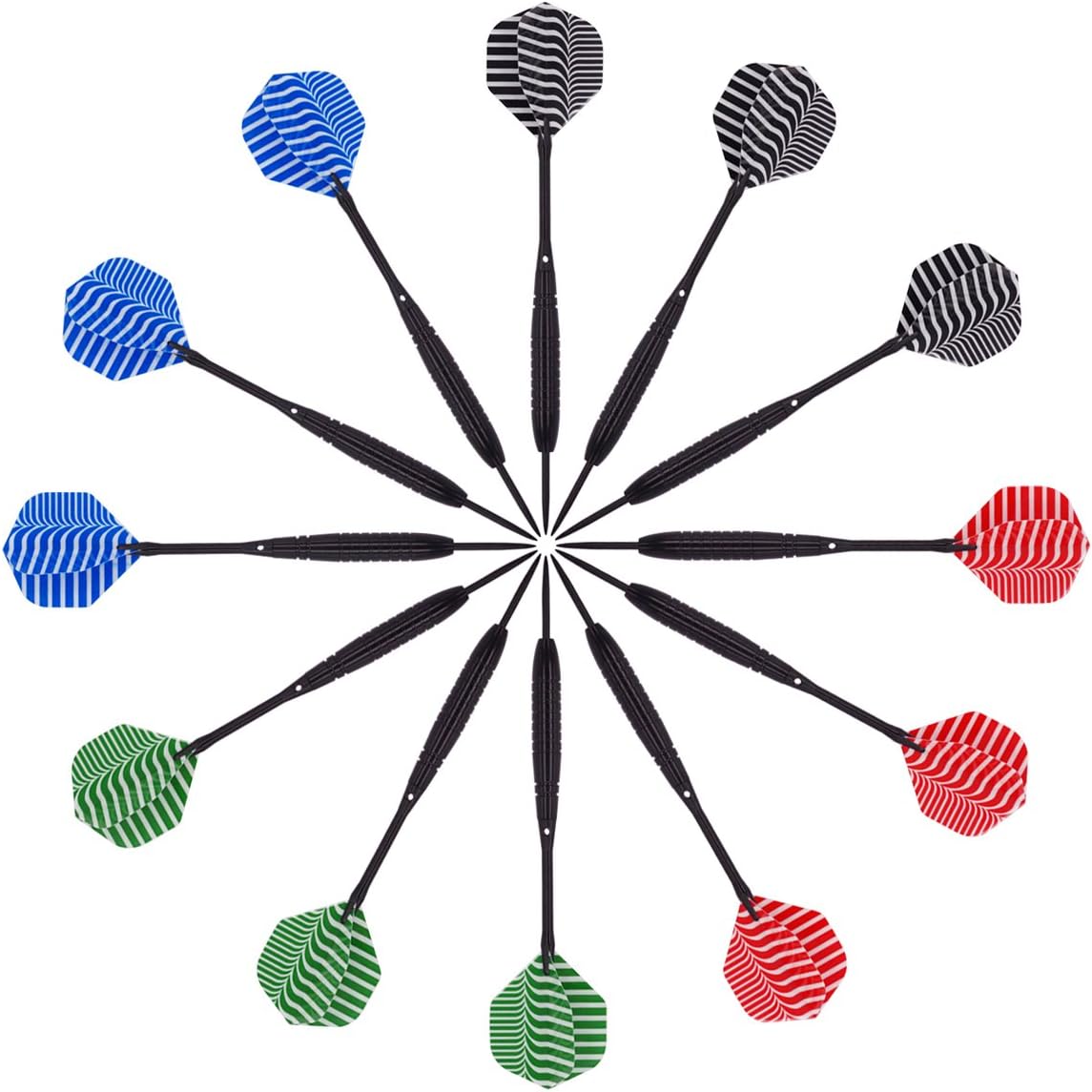 Wolftop 12 Pack Steel Tip Darts 22/23 Grams, Professional Darts Metal Tip Set with Aluminum Shafts, Standard Flights, Rubber O'Rings and Extra Dart Sharpener
