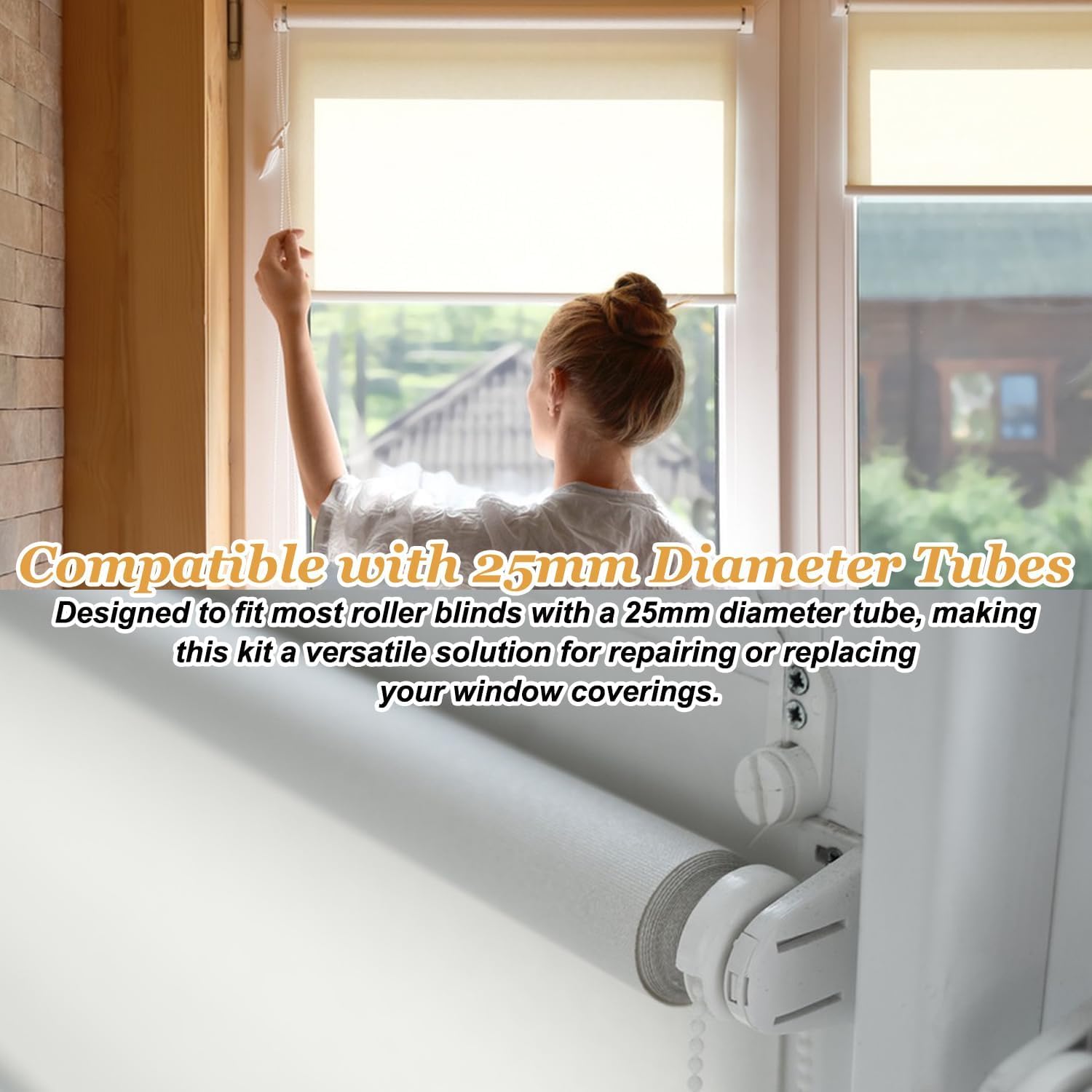 2 Sets Roller Blind Fittings - Complete Roller Blind Spares Kit with Chain, Brackets, and Mechanism for Standard 25mm Roller Shades, Easy Installation, Durable Material - Image 4