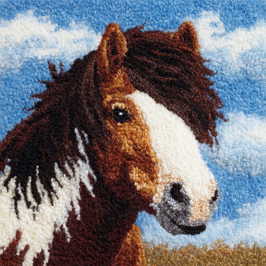 Henypt DIY Latch Hook Pillow Kits Horse