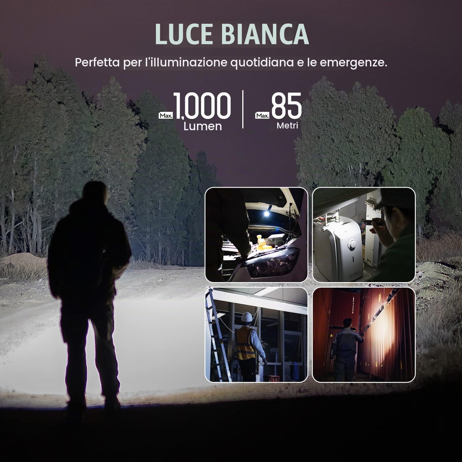 OLIGHT Arkfeld UV Lampada EDC Ricaricabile a Luce Bianca e Lampada Combinata Funzionale LED IPX7 e Test di Caduta da 1 m per Lavori all'aperto e Situazioni di Emergenza (Nero CW)