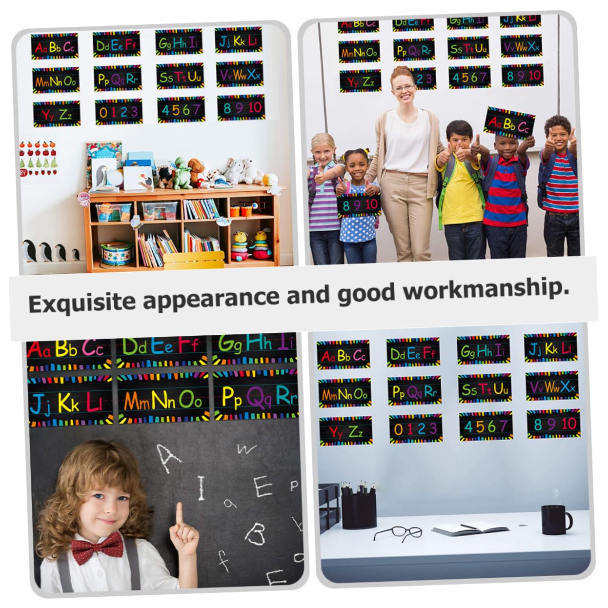 DOITOOL 4 Ensembles Affiche alphanumérique alphabet affiche des nombres d'apprentissage poster educatif lettre decorative stickers enfant approvisionnement des enfants accessoire