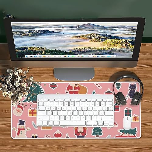 Miniatura 6 de Charming Vintage Christmas- Themed Mouse Pad Large Gaming Desk Pad with Non- Slip Rubber Base Smooth Face Large Desk Mouse Gaming Mat High School