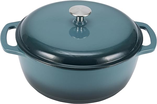 Amazon Basics Redondo Olla de hierro fundido esmaltado, modelo SX-75QTH, 6.9 L, gris - 1