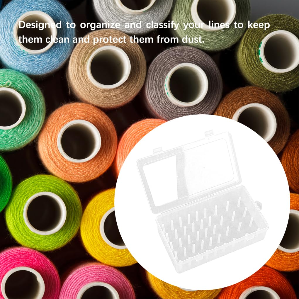 Juego de 5 cajas de hilo de coser, 42 carretes de plástico de gran capacidad, para bordado, a prueba de polvo, accesorios transparentes