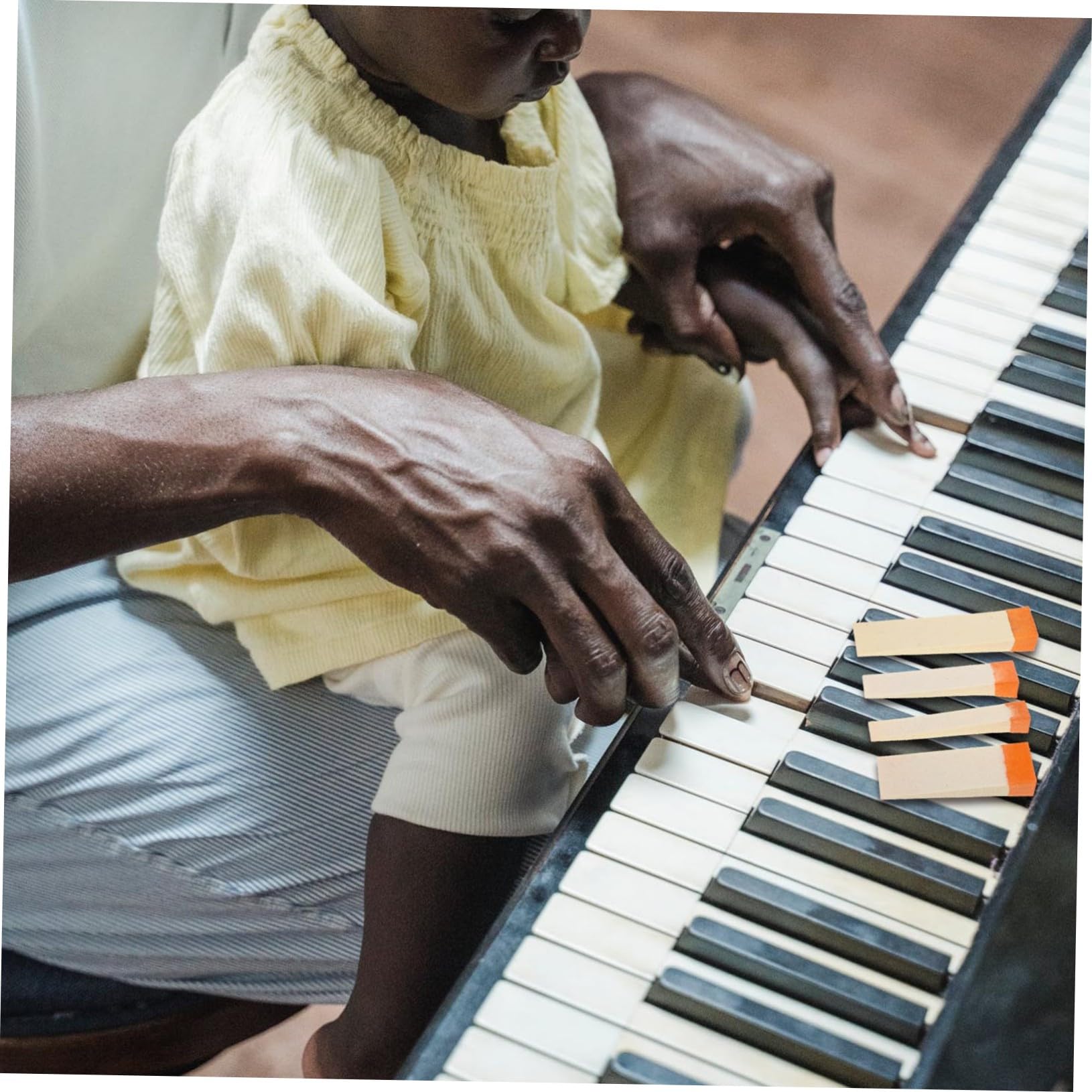 Kit de 4 Cuñas de Lana Naranja para Afinación de Pianos, Accesorios Prácticos Uso Conveniente para Cuerdas de Piano