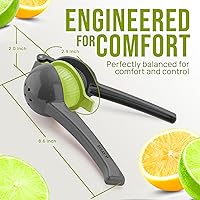 Vista 5 de Zulay Kitchen Exprimidor de limón 2 en 1 de metal, exprimidor de mano de extracción máxima resistente, exprimidor de limón que recibe hasta