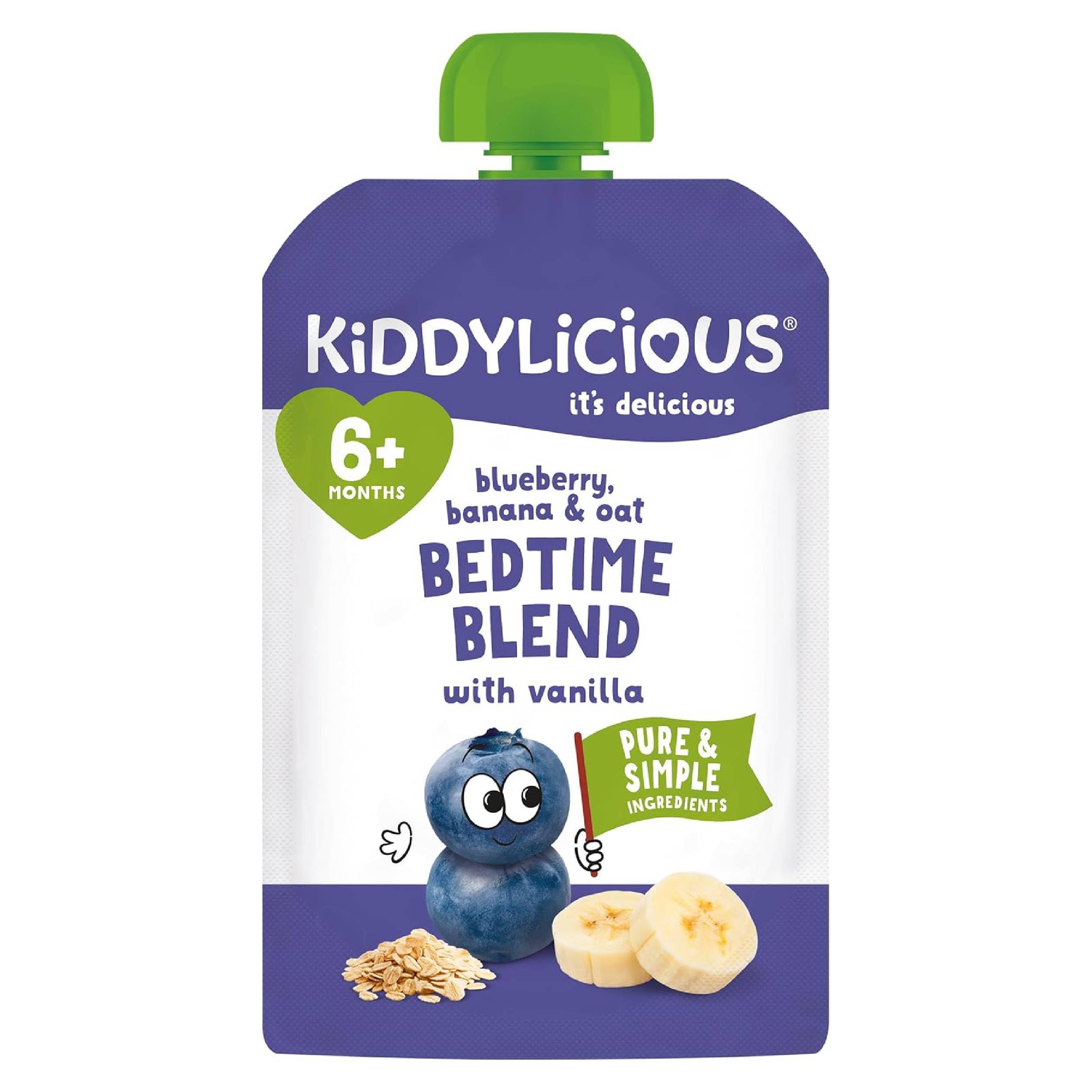 Kiddylicious Blueberry, Banana & Oat Bedtime Blend Vanilla Pouch 100g