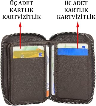 Case Club Fermuarlı Deri Erkek Kartlık Ehliyet Kimlik Ve Kağıt Para Bölmeli Kahverengi