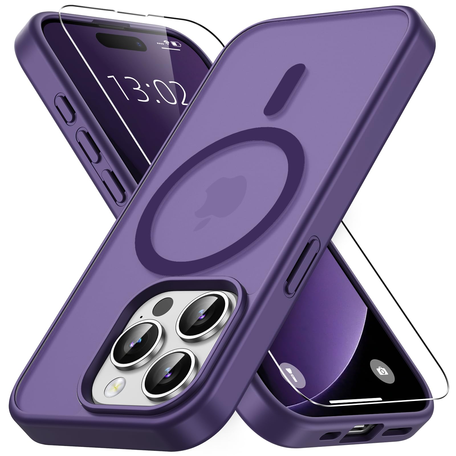Coque iPhone 15 Pro violette avec protection écran contre les chutes - 7