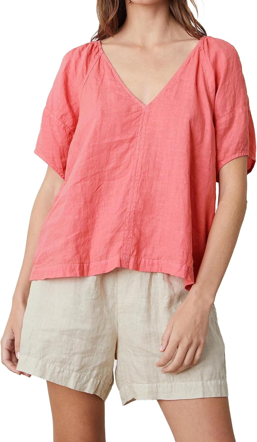 VELVET BY GRAHAM & SPENCER Women's Callin Puff Sleeve Woven Linen Top, Basil - Image 2