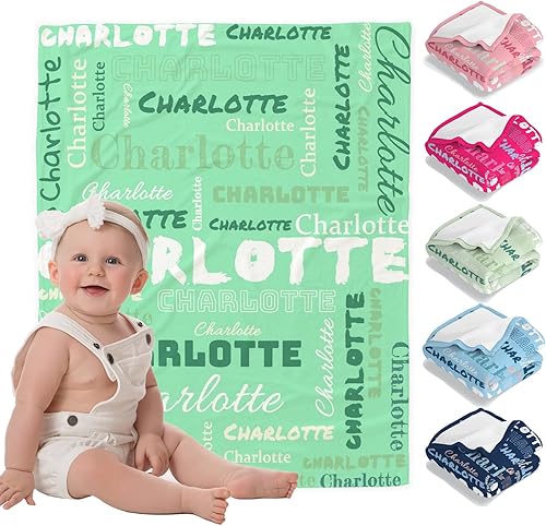 Manta de bebé personalizada con nombre (350 GSM) Manta de bebé personalizada para niñas y niños, mantas de bebé para niños, mantas de bebé, manta