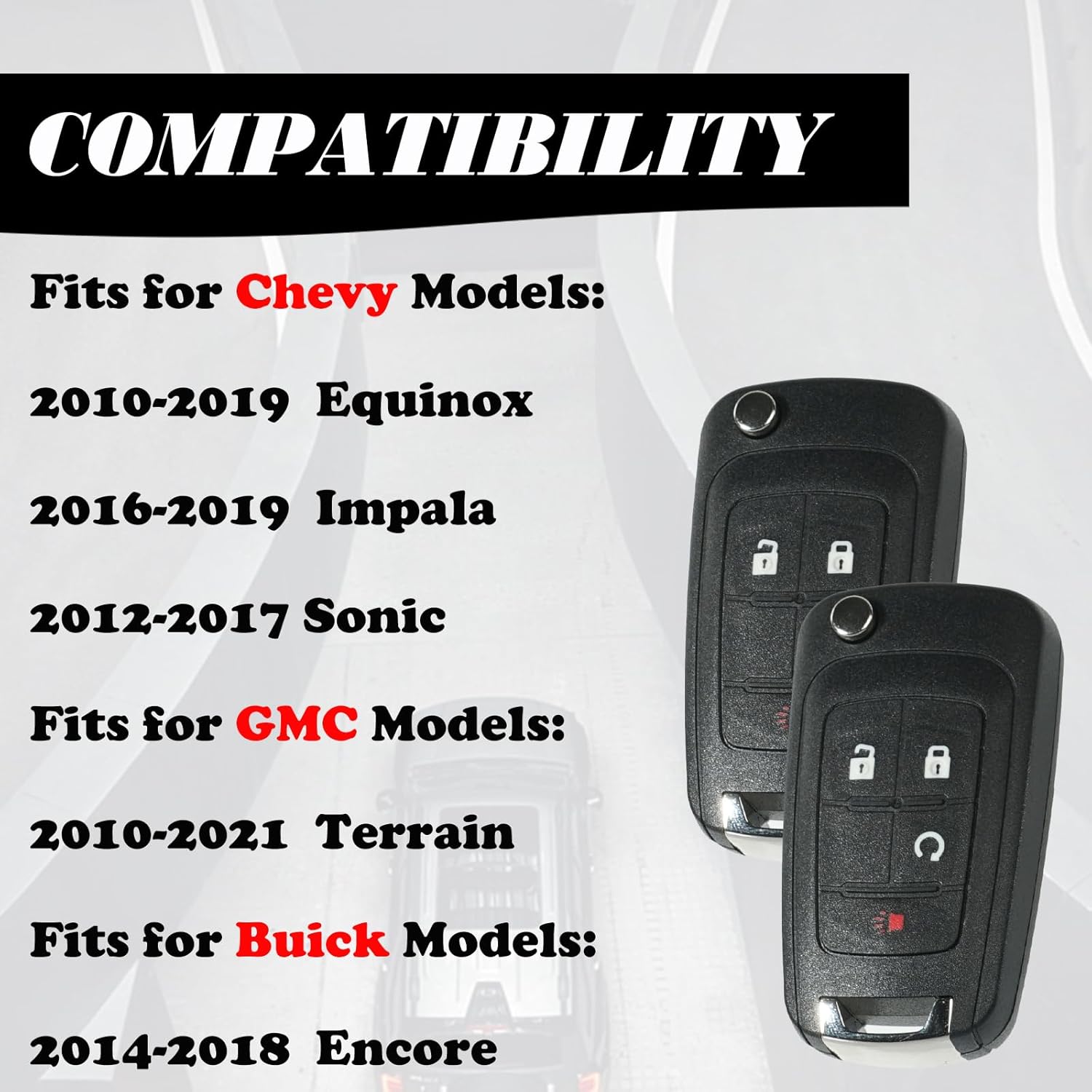 MechanMagic Key Fob Replacement Fits for Chevrolet Equinox 2010-2019 Impala 2016-2019 Sonic 2012-2017 Buick Encore 2014-2018 GMC Terrain 2010-2021 Keyless Entry Remote Control OHT01060512 V2T01060512