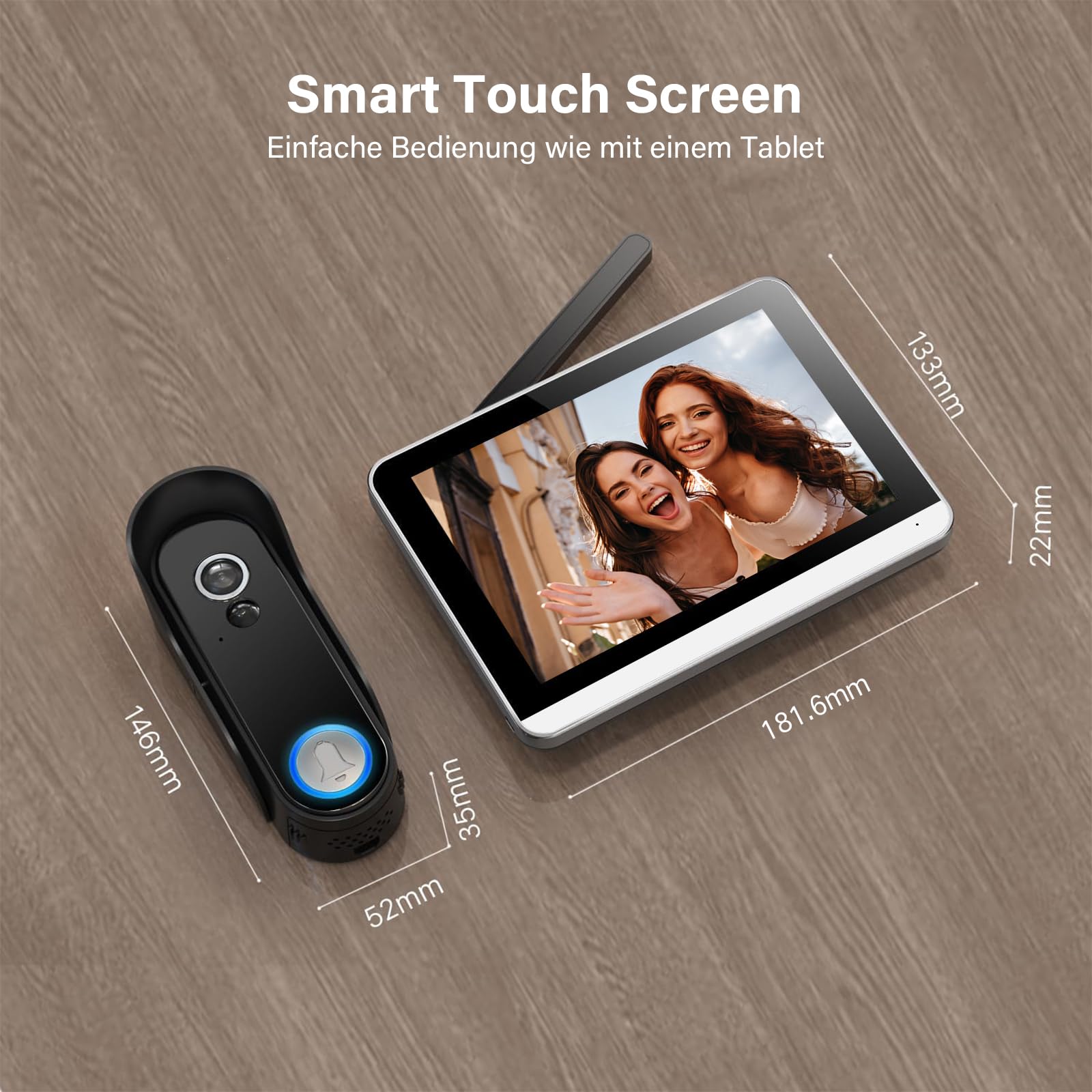 Visiophone sans Fil 7" Ecran 1080P WiFi Interphone Vidéo Connecté avec Batterie, Vision Nocturne, PIR Détection de Mouvement, Audio Bidirectionnel, Tuya APP
