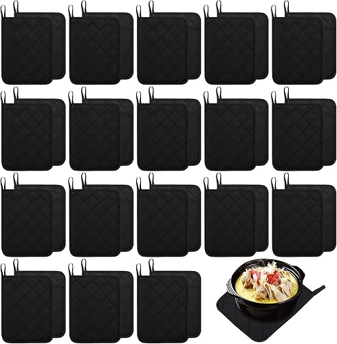 Hoolerry 20 soportes de algodón para ollas de bolsillo para horno de cocina, soportes para ollas de 7 x 9 pulgadas, resistentes al calor, con bucles