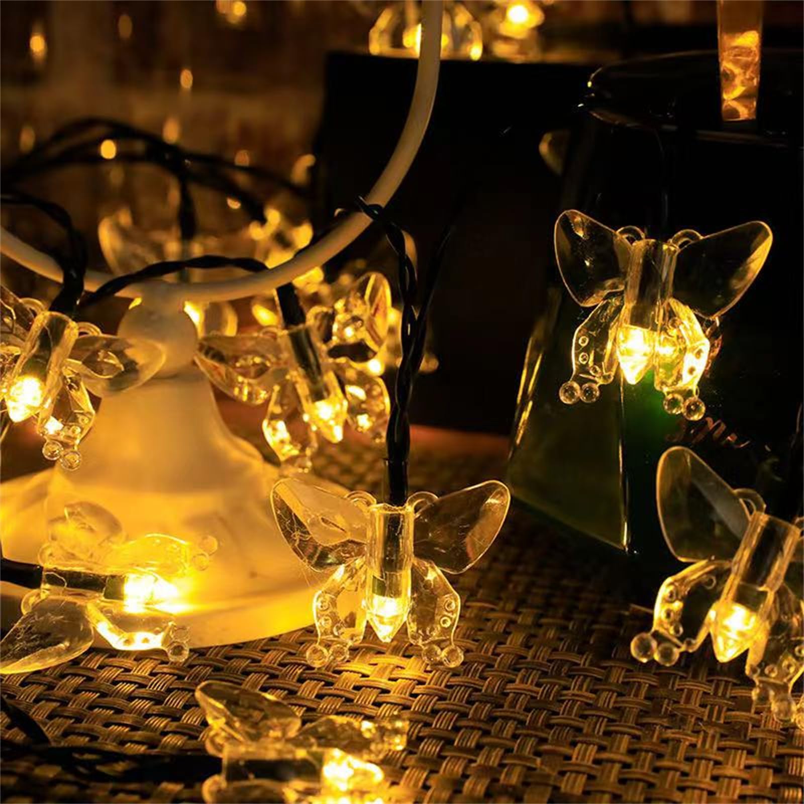 Mateju LED Lichterkette Außen Solar, Solar Lichterkette Aussen mit Fernbedienung 8 Modi Solarlichterkette Outdoor für Innen, Garten, Terrasse, Balkon, Hochzeit (Schmetterling Multicolour,32m/300led)