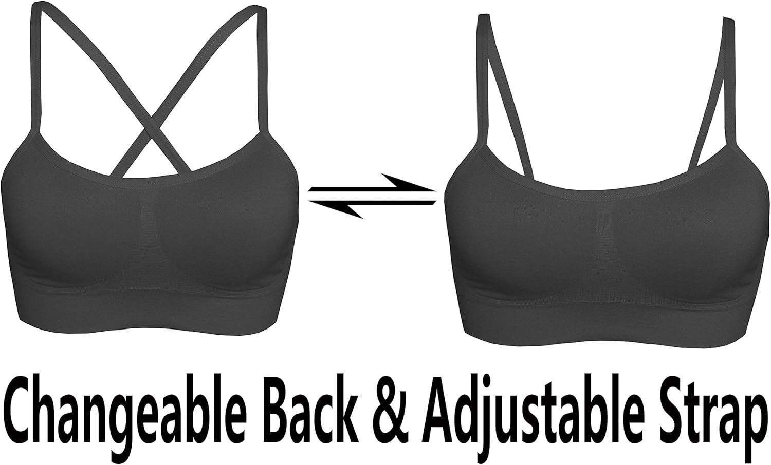AKAMC Women's Adjustable Straps Sports Bras Medium Support Workout Wirefree Yoga Bra Activewear - Image 4